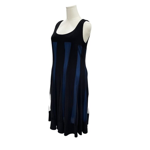 R M Richards Black Blue Sleeveless Fit Flare Midi Dress SZ 14 Elegant Wedding - Picture 7 of 9